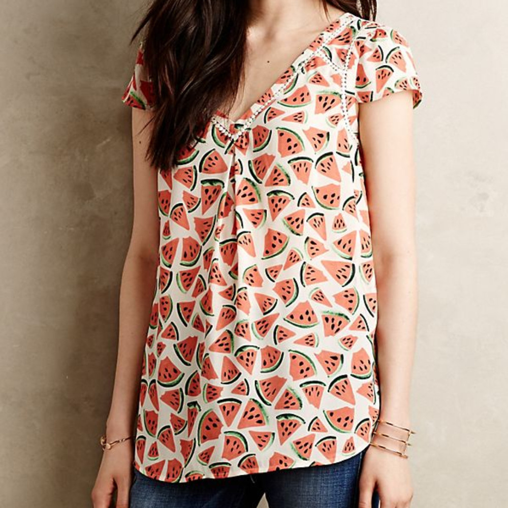 Anthropologie Maeve Picnic Days Watermelon Tee 6
